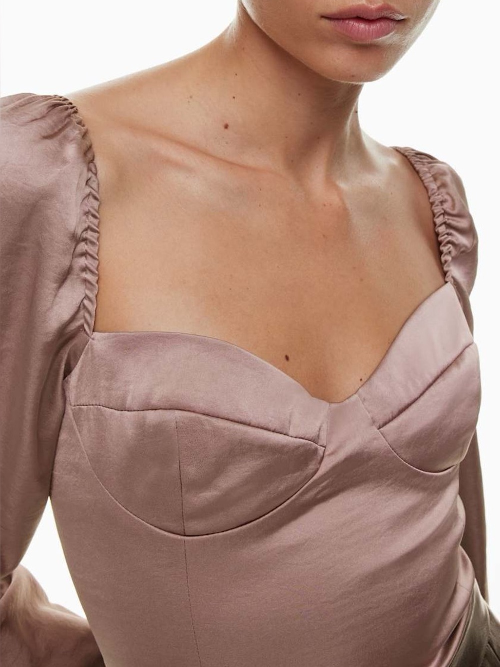 ARITZIA Satin Effortless™ Wilfred New Novella Blouse Puff Sleeve Bustier LARGE